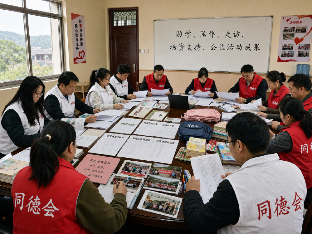 同德会进行年度公益成果总结，梳理全年助学、陪伴、走访、物资支持和公益活动成果